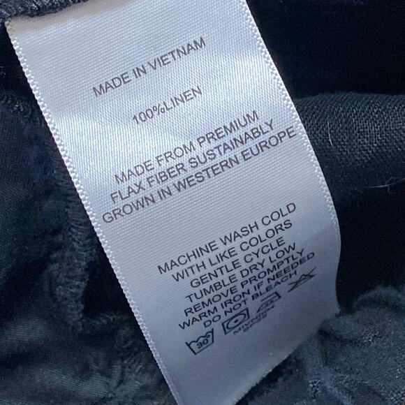 Quince 100% Linen Black Elastic Waist Midi Maxi Straight A-Line Wrap Skirt Sz XS - Picture 5 of 5